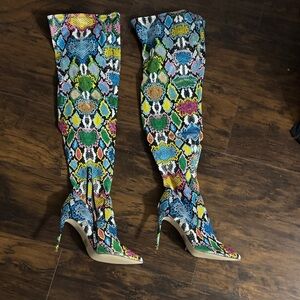 Steve Madden Multicolor Snakeskin Over-the-Knee Boots